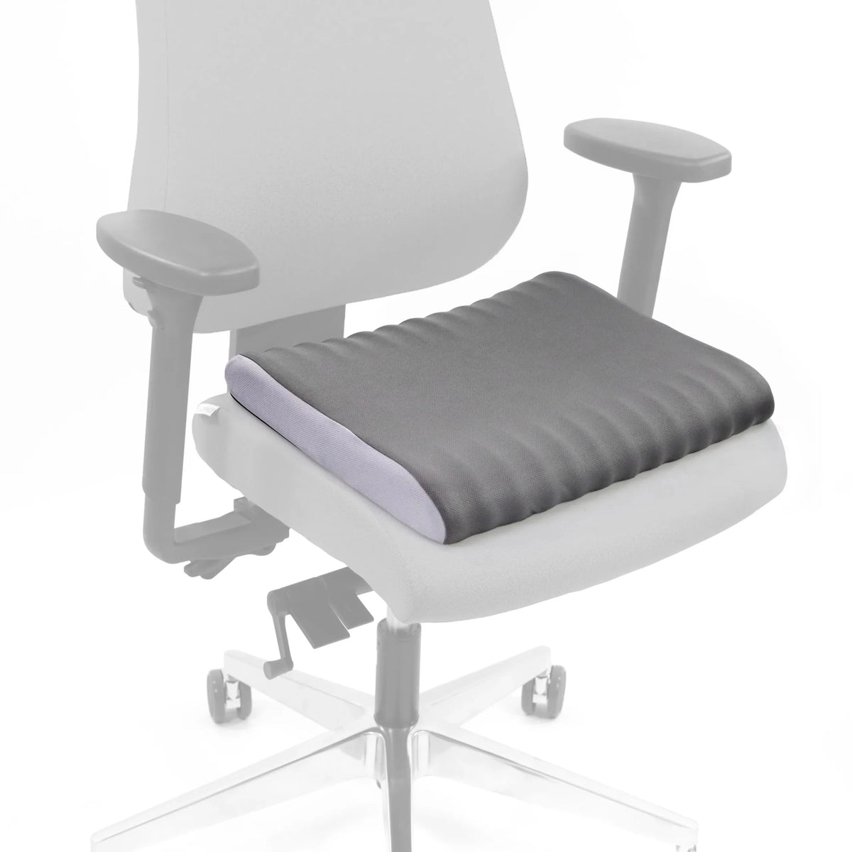 Cojín del asiento gris MEDISIT V en una silla de oficina blanca de hjh OFFICE