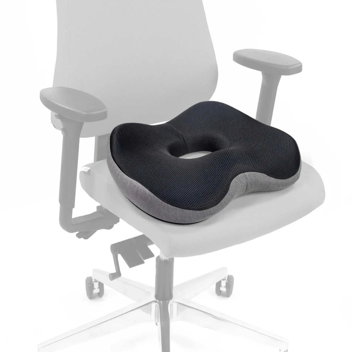 Cojín del asiento MEDISIT VI negro con superficie texturizada y hueco central de hjh OFFICE