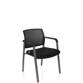 Silla de cuatro patas MEET negra con respaldo de malla y reposabrazos de hjh OFFICE