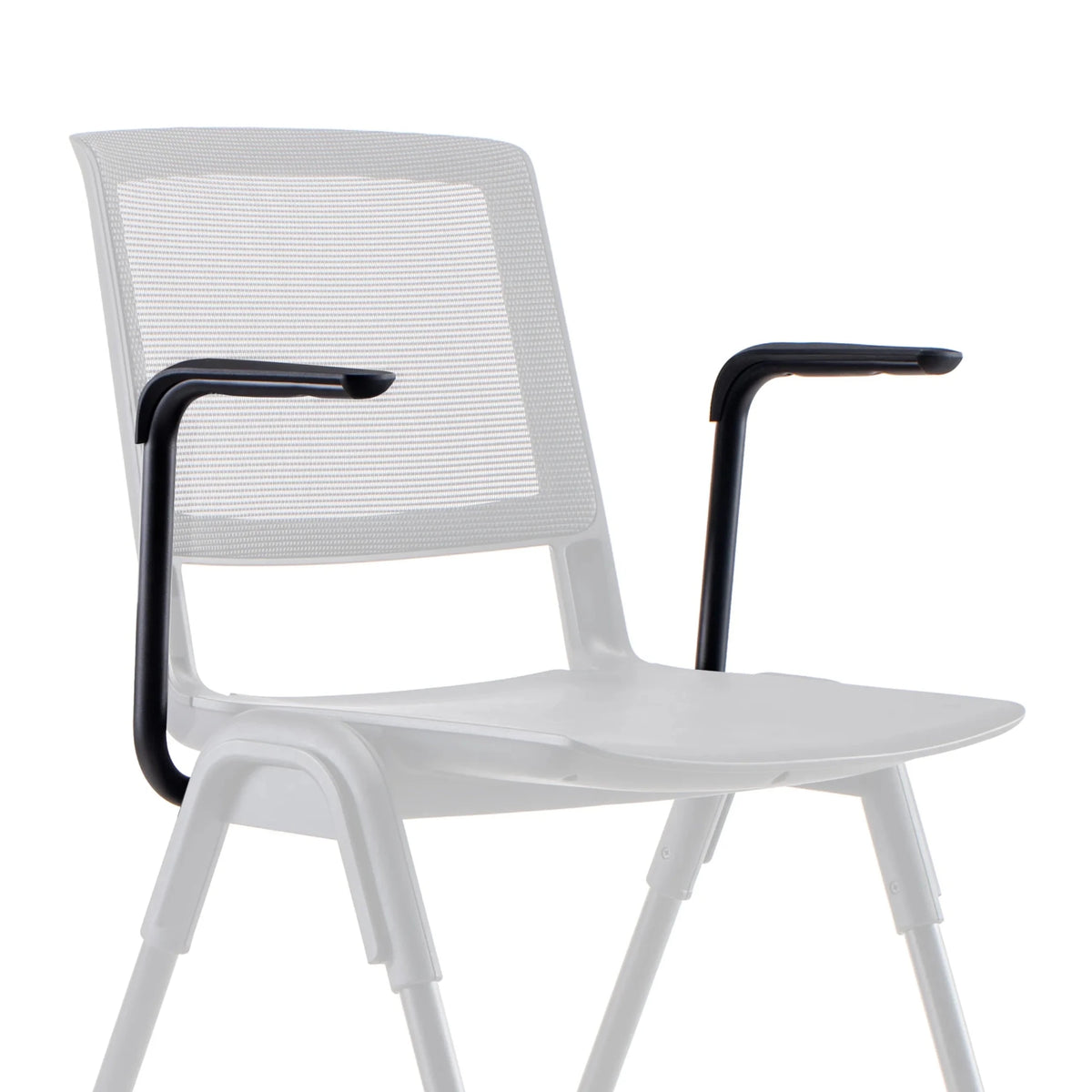 Silla blanca MEET WA con Reposabrazos negros y respaldo de malla blanca de hjh OFFICE