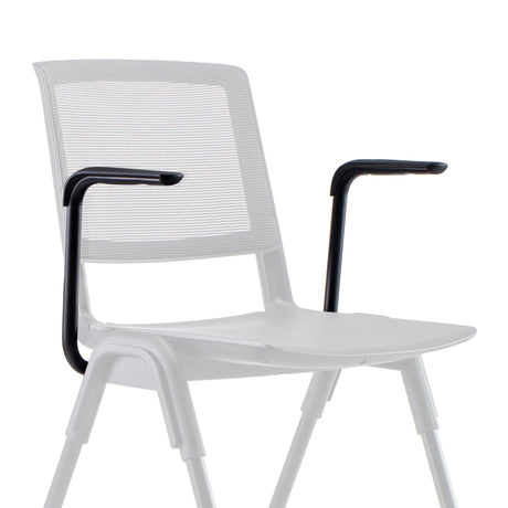 Silla blanca MEET WA con Reposabrazos negros y respaldo de malla blanca de hjh OFFICE