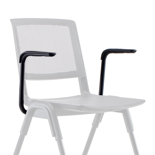 Silla blanca MEET WA con Reposabrazos negros y respaldo de malla blanca de hjh OFFICE
