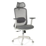 Silla de oficina profesional MIKEO G en gris con respaldo de malla y base blanca de hjh OFFICE