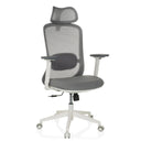 Silla de oficina profesional MIKEO G en gris con respaldo de malla y base blanca de hjh OFFICE