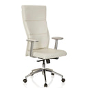 Sillón de alta gama MONZA 20 con tapicería en color blanco crema y base cromada de hjh OFFICE