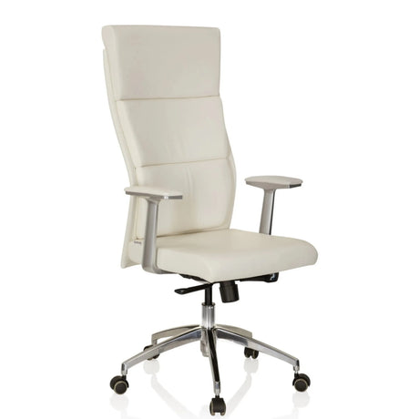Sillón de alta gama MONZA 20 con tapicería en color blanco crema y base cromada de hjh OFFICE