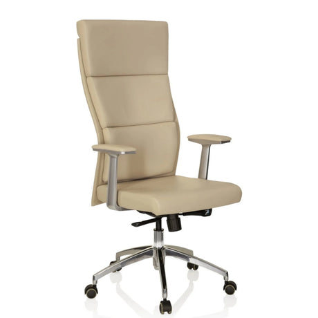 Sillón de alta gama MONZA 20 en color beige con base pulida y reposabrazos de hjh OFFICE