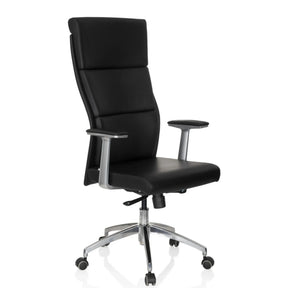Luxus-Chefsessel MONZA 20 mit schwarzem Bezug, Armlehnen und einem fünfstrahligen Fußkreuz von hjh OFFICE