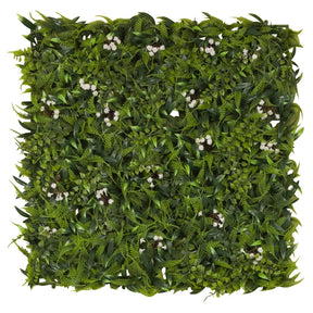 Estera vegetal verde MORE GREEN I con densas hojas de helecho y pequeñas flores blancas de hjh OFFICE