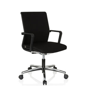 Silla de oficina profesional MOVE-TEC 3D negra con reposabrazos y base de estrella brillante de hjh OFFICE