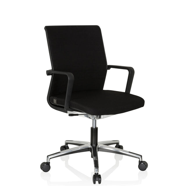 Silla de oficina profesional MOVE-TEC 3D negra con reposabrazos y base de estrella brillante de hjh OFFICE