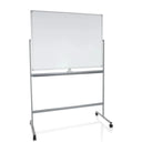 Pizarra blanca MULTIBOARD I con superficie de escritura blanca y estructura plateada con ruedas de hjh OFFICE