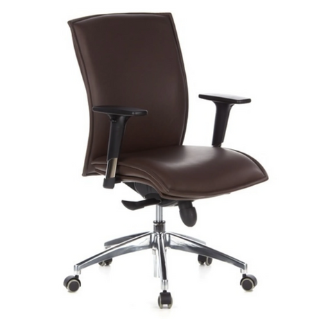 Sillón de alta gama MURANO 10 en marrón oscuro con reposabrazos y base cromada de hjh OFFICE