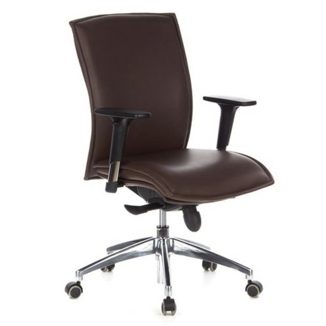 Sillón de alta gama MURANO 10 en marrón oscuro con reposabrazos y base cromada de hjh OFFICE