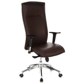Sillón de alta gama MURANO 20 en marrón oscuro con reposabrazos y base cromada de hjh OFFICE