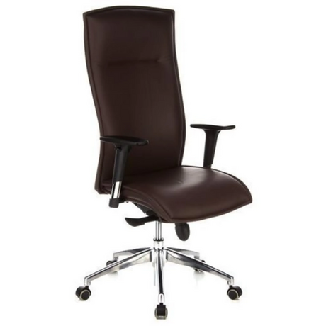 Sillón de alta gama MURANO 20 en marrón oscuro con reposabrazos y base cromada de hjh OFFICE