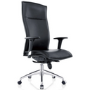 Sillón de alta gama MURANO 20 con tapicería de cuero negro y base brillante de hjh OFFICE