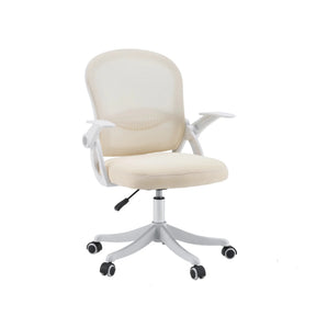 Silla Home Office Naluro en beige con malla clara y reposabrazos blancos de hjh OFFICE