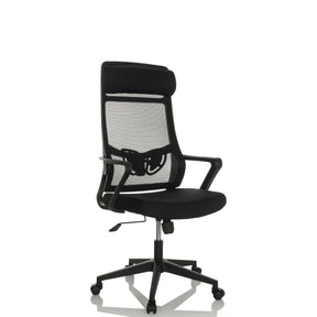 Silla Home Office NEKEO negra con respaldo de malla y reposabrazos de hjh OFFICE