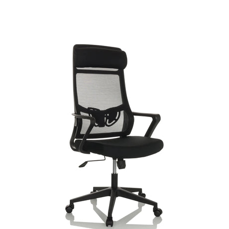 Silla Home Office NEKEO negra con respaldo de malla y reposabrazos de hjh OFFICE
