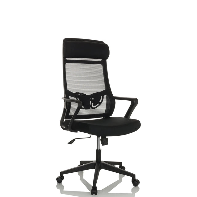 Silla Home Office NEKEO negra con respaldo de malla y reposabrazos de hjh OFFICE