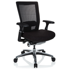 Silla alta gama NOVA PRO ALU en negro con respaldo de malla y base brillante de hjh OFFICE