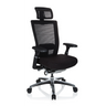 Silla alta gama NOVA PRO I en negro con respaldo de malla, reposacabezas y base brillante de hjh OFFICE