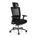 Silla alta gama NOVA PRO I en negro con respaldo de malla, reposacabezas y base brillante de hjh OFFICE