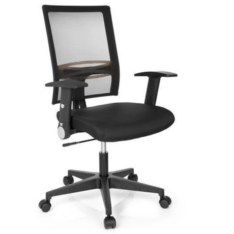 Silla Home OFFICE R8 negra con respaldo de malla y reposabrazos de hjh OFFICE