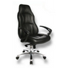 Sillón de alta gama OFFICE RS1 con tapicería de cuero negro y base en estrella plateada de Topstar