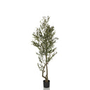 Planta artificial verde OLIVE I de crecimiento estrecho en una maceta negra de hjh OFFICE