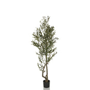 Planta artificial verde OLIVE I de crecimiento estrecho en una maceta negra de hjh OFFICE