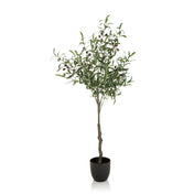Planta artificial verde OLIVE en forma de olivo con maceta negra de hjh OFFICE