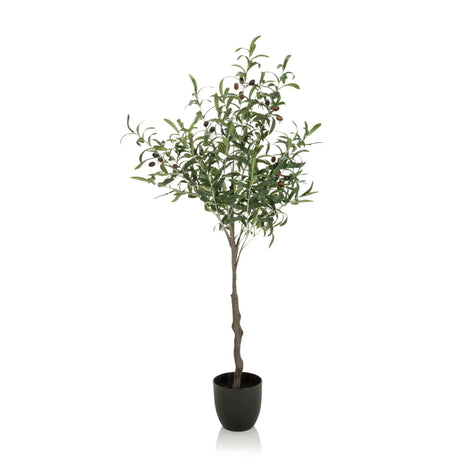 Planta artificial verde OLIVE en forma de olivo con maceta negra de hjh OFFICE