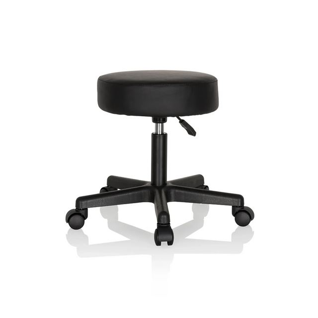 taburete giratorio negro OPERATOR I con asiento acolchado y cinco ruedas de hjh OFFICE