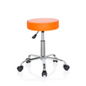 Taburete giratorio OPERATOR II naranja con estructura de cromo brillante y cinco ruedas dobles de hjh OFFICE