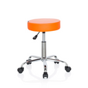 Taburete giratorio OPERATOR II naranja con estructura de cromo brillante y cinco ruedas dobles de hjh OFFICE