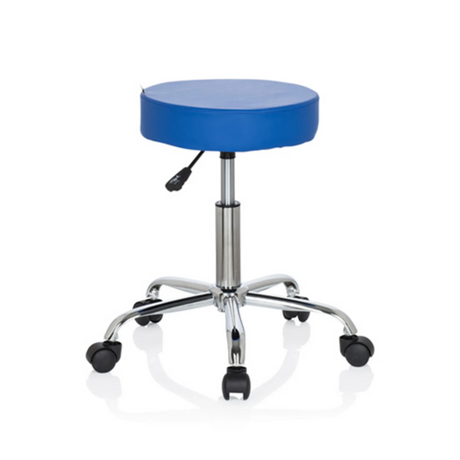 taburete giratorio azul OPERATOR II con base cromada y cinco ruedas de hjh OFFICE