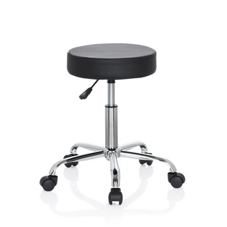taburete giratorio OPERATOR II negro con asiento acolchado, estructura cromada y cinco ruedas de hjh OFFICE