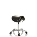 taburete de silla de montar ORTHO SIT negro con asiento acolchado y base cruciforme cromada con ruedas de hjh OFFICE