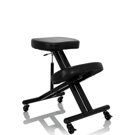 Silla ergonómica de rodillas ORTHONI negra con asientos acolchados y ruedas de hjh OFFICE