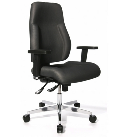Silla de oficina profesional P91 AL.G3 gris con reposabrazos y base en estrella brillante con ruedas de Topstar