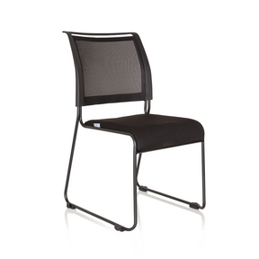 Silla de confidente negra PADUA V con respaldo de malla y estructura de patines de hjh OFFICE