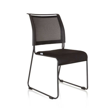 Silla de confidente negra PADUA V con respaldo de malla y estructura de patines de hjh OFFICE