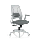 Silla Home Office PARFERIO W gris con respaldo de malla y base con ruedas de hjh OFFICE