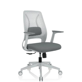 Silla Home Office PARFERIO W gris con respaldo de malla y base con ruedas de hjh OFFICE