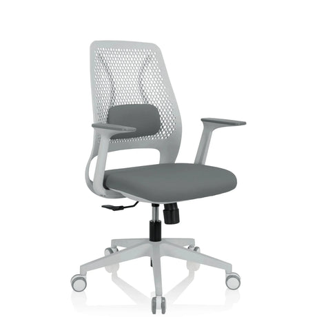 Silla Home Office PARFERIO W gris con respaldo de malla y base con ruedas de hjh OFFICE