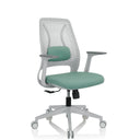 Silla Home Office PARFERIO W en color menta con estructura blanca y respaldo de malla de hjh OFFICE