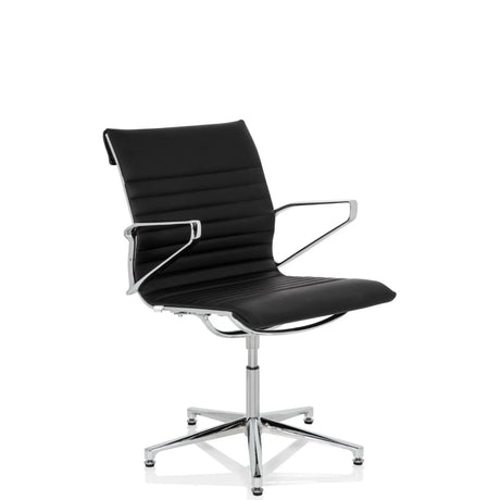 Silla de confidente negra PARIBA V IV con tapizado acolchado y estructura de cromo brillante de hjh OFFICE