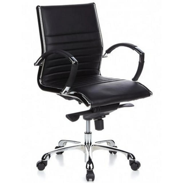 Sillón de oficina profesional PARMA 10 negro con tapizado acolchado y base cromada de hjh OFFICE